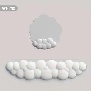 cloud shaped design wrist rest & mouse pad set, comfortable & breathable memory foam mouse pad set for office & home use, cloud pink work desktop accessories, mouse pad for desk, gaming mouse pad, gaming room accessories, desk accessory, memory foam