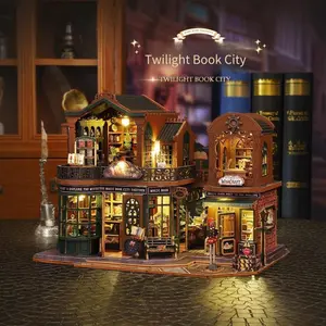 DIY hut Twilight Book City miniature world hand-assembled villa model ornaments exquisite decompression holiday birthday gift Wooden Model Kit