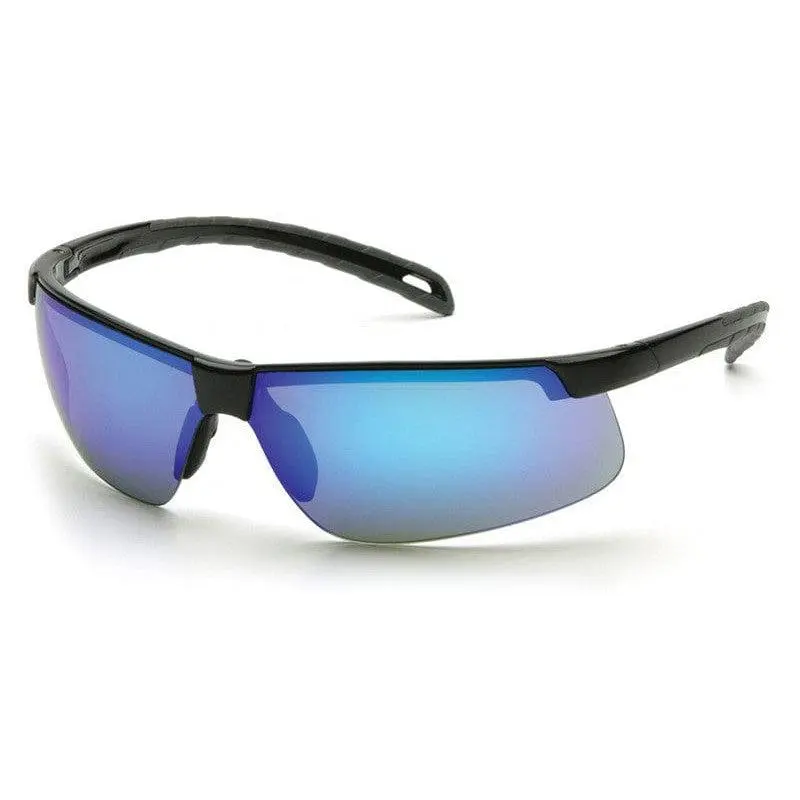 Pyramex Ever-Lite Z87 Safety Glasses - CAN/CSA Z94.3-07 Certified, Black Frame, Ice Blue Mirror Lens, 100% Polycarbonate, Double Layer Coating, 22g, Wraparound Impact & Side Protection, UV Blocking, Unrestricted Vision Work & Home Improvement Gear, Sun Pr