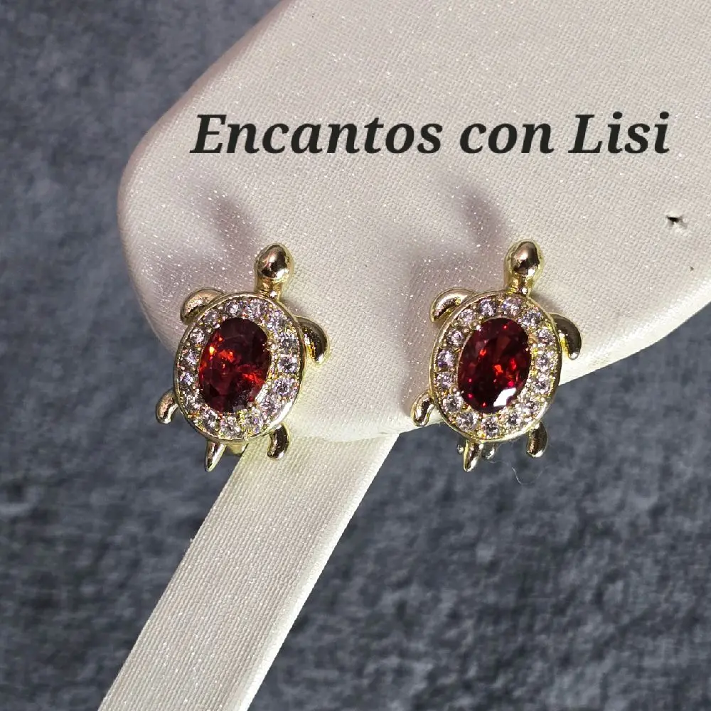 EncantosconLisi #3 "Small Turtle Earrings with Colorful Stones | Cute Animal Jewelry"
