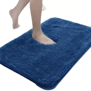 1pc Bathroom Rugs Bath Mats for Bathroom Non Slip Ultra Soft Absorbant Bath Mats Microfiber Fluffy Thick Bathroom Rugs Machine Washable, Navy Blue, 16x24inch, Bathroom Floor Mat