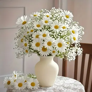 A Bouquet of 430 Artificial Daisies And 'S Breath, Featuring 20 Daisies And 11 Stems of 'S Breath - Perfect for Decorating Living Rooms And Dining Tables, Realistic And Colorfast, Ideal for Various Occasions, Decoration Bouquet