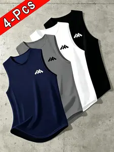 4-Pack Casual Sleeveless Tank Tops, Summer Quick-Dry Breathable Workout Shirts, Comfortable Skin-Friendly, Ideal for Gym, Running, Home, Outdoor