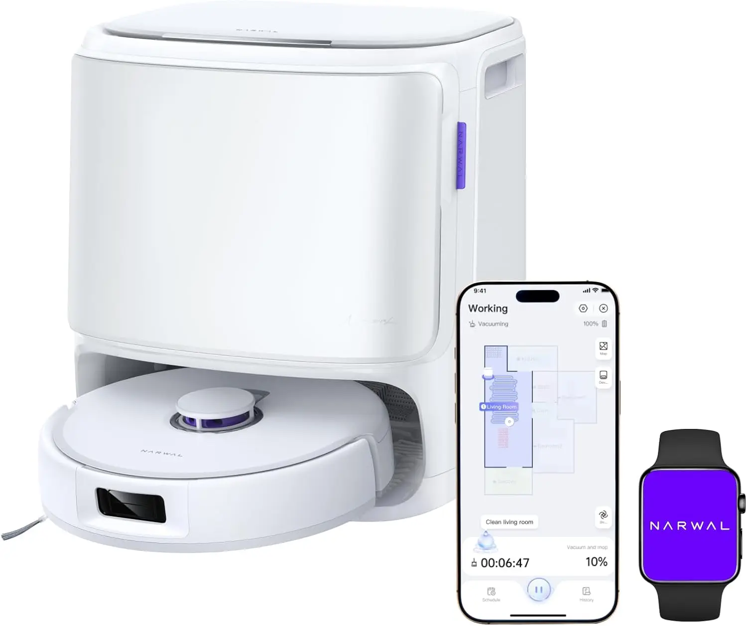 Narwal Freo X10 Pro High-Performance Intelligent Automated Robot Vacuum and Mop Combo - 11000Pa Suction, DualFlow Tangle-Free System, MopExtend Edge Cleaning, Self-Emptying, Auto Wash & Dry, LiDAR Navigation, for Pet Hair, Hard Floors, Mop Combo Vacuums,