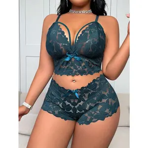 Plus Size Women's Sexy Lace Lingerie 2pcs/Set