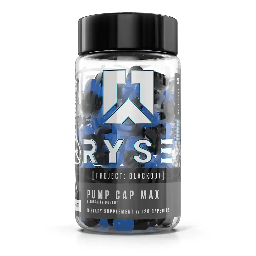 RYSE Supps Pump Cap Max Edible Dietary Performance Capsules - Preworkout Health Fitness Training Supplement, Citrulline Muscle Building Bodybuilding Support for Fitness Enthusiasts, Health Fitness Supplements