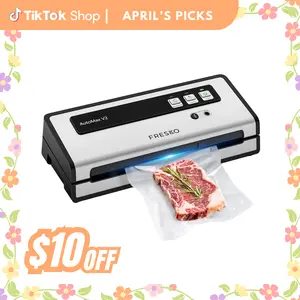 FRESKO AutoMax V2 Compact Vacuum Sealer Machine, Automatic Food Saver with Double Heat Seal, Includes Bags & Starter Kit
