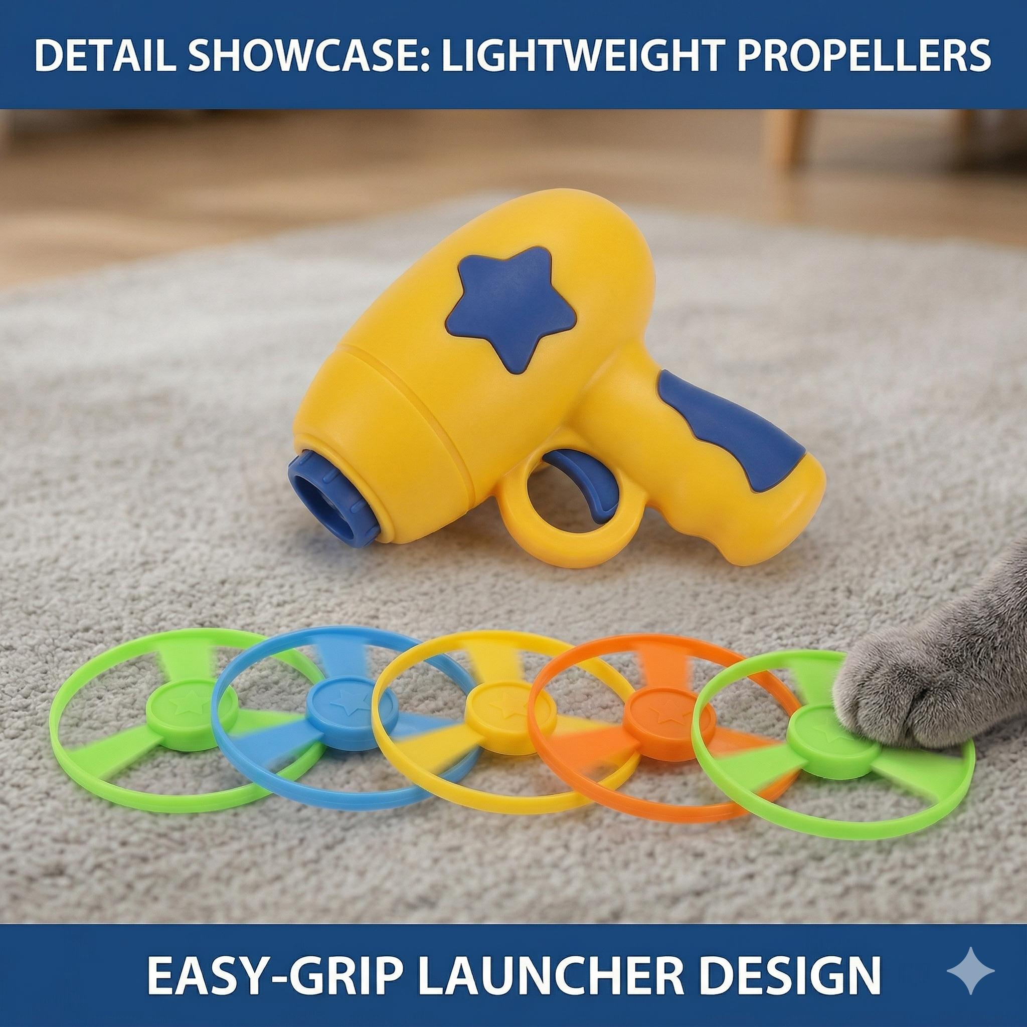 6 Pcs Cat Fetch Toy Set Launcher Gun, Flying Disc Toy, Cat Track Toy for Cat Training Hunting Chasing Interactive Cat Toys for Bored Indoor, Cute Kitten Kitty Toys, Flying Propellers For Dog and Puppy Toy Pet Supplies, Cat Stuff Outdoorfun, Dog Stuff 6 Pcs Cat Fetch Toy Set Launcher Gun, Flying Disc Toy, Cat Track Toy for Cat Training Hunting Chasing Interactive Cat Toys for Bored Indoor, Cute Kitten Kitty Toys, Flying Propellers For Dog and Puppy Toy Pet Supplies, Cat Stuff Outdoorfun, Dog Stuff