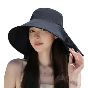 Korean Style Wide Brim Sun Fisherman Hat, Double Layer Quick Dry Water Resistant Outdoor Shawl Cap, Lightweight Breathable Hat for Travel, Camping & Hiking