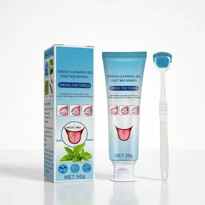 Tongue Cleaning Gel with Brush, Pro Tongue Scraper Kit for Deep Oral Detox, Ultimate Bad Breath Neutralizer & Instant Minty Freshness