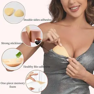 Women's Sticky Inserts, Elegance Seamless Adhesive Pads with Cotton Base, Reusable Waterproof Push-Up Effect Bra Accessories, Comfortable Invisible Instant Lift for Backless Dresses & Bridal Wear