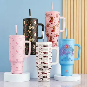 Meoky Limited Edition 40oz Tumbler with Handle, Vacuum Insulated Stainless Steel, Leak-Proof Travel Mug with Straw, Non-Slip Base, Car Friendly, BPA-Free