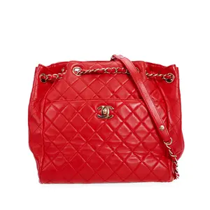 Pre-owned CHANEL Lambskin Shoulder Bags Quilted Red 88670361