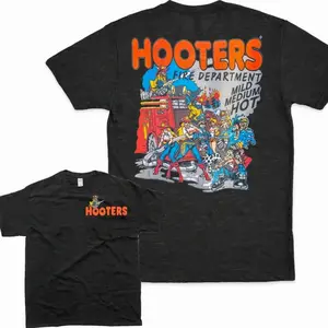 Funny Hooters Fire Department T-Shirt – Unisex Graphic Tee, Retro Casual Top for Men & Women, Perfect Gift for Firefighters & Hooters Fans 9OP