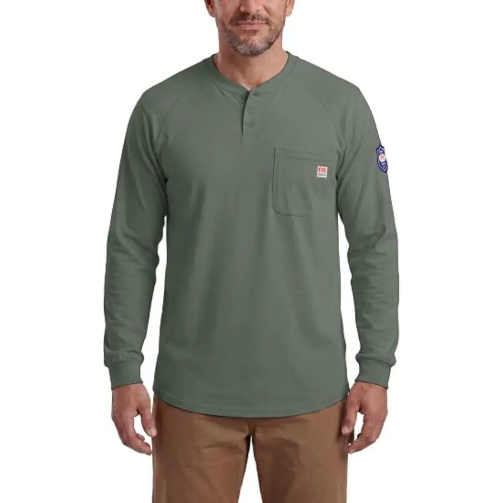 FR Shirts for Men Welding Shirt Flame Resistant Long Sleeve Work Shirts 7.5 Oz FR Clothing
