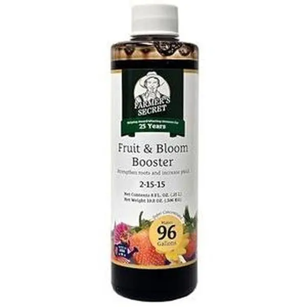 Farmer’s Secret Fruit & Bloom Booster Fertilizer (8oz) - Super Concentrated - Boosts Flowering and Yield on All Varieties of Fruits, Vegetables and Flowers