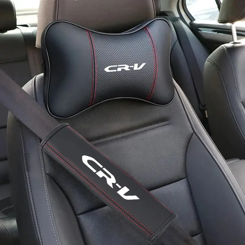 PU Leather Car Interior Removable Headrest Rest Cushion, Neck Pillow Seat Cover, Seat Belt Shoulder Pads, for Honda Crv Cr-V, Car Accessories, Auto Accessories