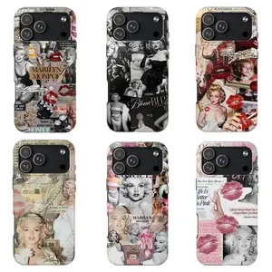 Marilyn Monroe Cases, Vintage Hollywood Glam, Retro Collage Aesthetic, Iconic Celebrity Art, Kiss Print Design Cover For iPhone 17 16 15 14 13 12 11 Plus Pro Max, Samsung S25 S24 S23 S22 S21 Plus Ultra