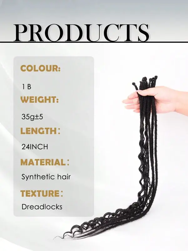Synthetic 24 Inch 8 Strands/Lot SE Dreadlocs Braids Hair Extensions, 3 In 1 Mixed Hippie Style Single End Dreadslocks for Women