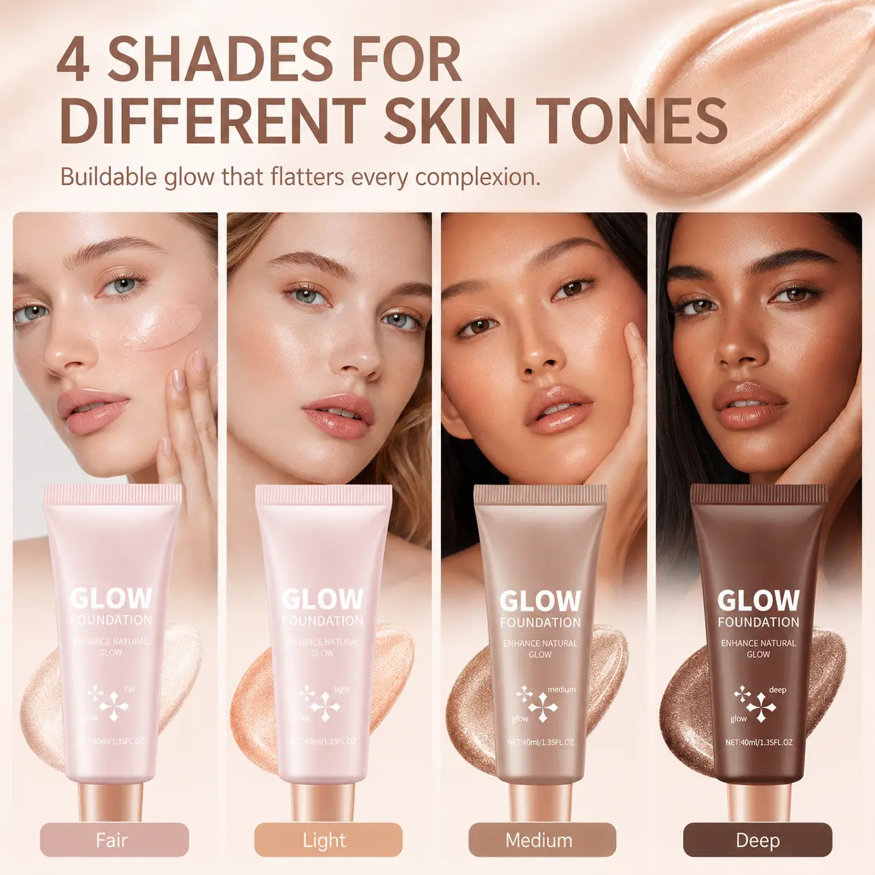Glow Liquid Foundation | Hydrating Dewy Foundation for Natural-Looking Skin | Lightweight Face Makeup with Smooth Radiant Finish | 30ml