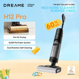 DREAME H12 Pro Select Vacuum Mop, Wet Dry Vacuum Cleaner, Smart Floor Cleaner Cordless Vacuum and Mop for Hard Floors, One-Step Edge to Edge Cleaning with Hot Air Drying Black