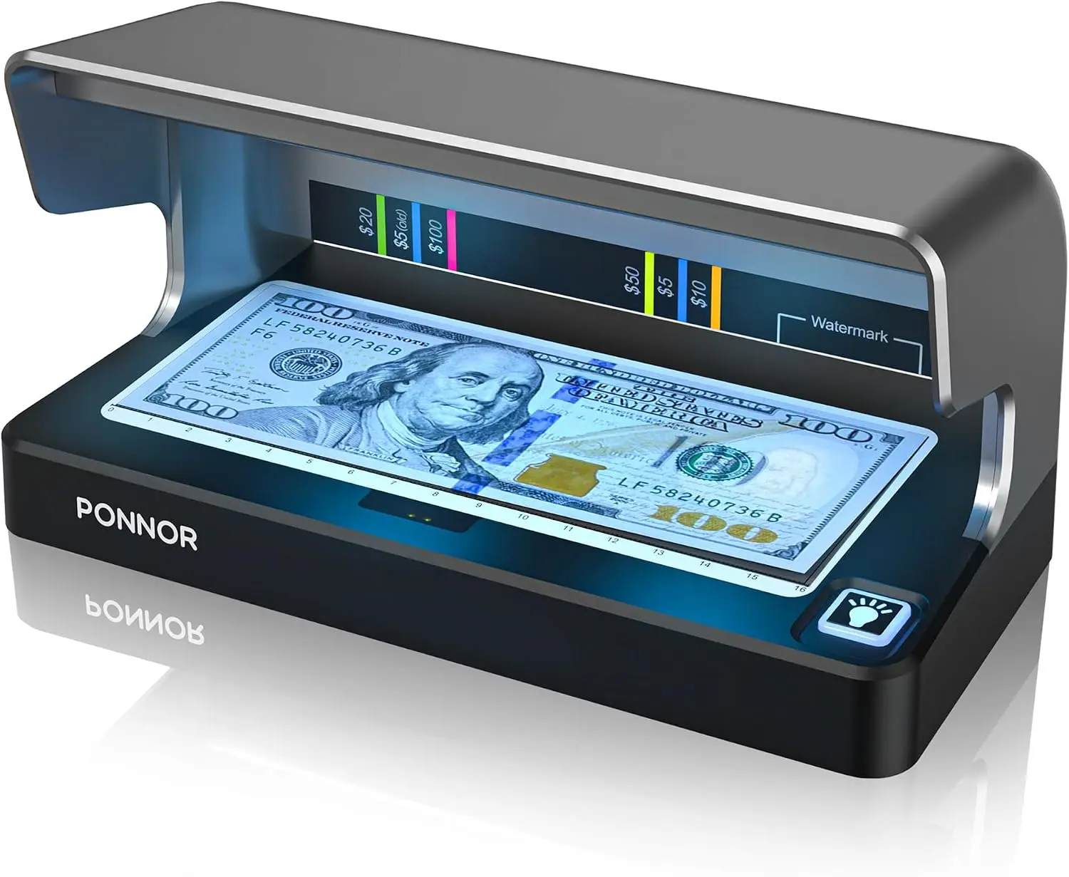 PONNOR Portable Counterfeit Bill Detector, Dual UV LED Money Checker for All Currencies, Rechargeable Handheld ID & Credit Card Tester with Auto ON/Off & Large Display,back to school,back to school haul