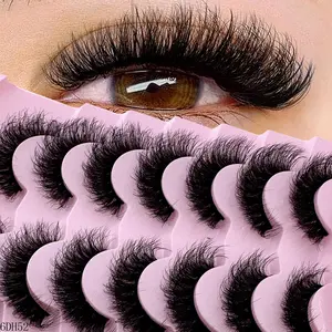 7 Pairs D Curl Dramatic Fake Fur Eyelashes Reusable, Soft Comfortable Cartoon Lashes, Natural Full False Cat Eye Cosplay Makeup Essential