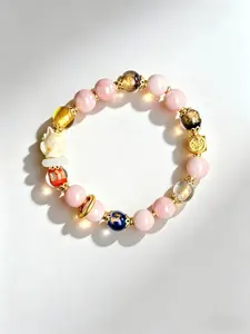 Fox pink porcelain incense ash bracelet, symbolizing love, good luck, and wisdom, protecting relationships
