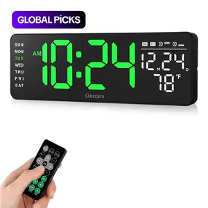 USB & Battery Charging Digital Wall Clock without Battery, 1 Count Remote Control Large Screen Wall Clock with Indoor Temperature Date Week Display, Bedroom Accessories Countdown Digital Timer, Digital Clock Decor, Halloween #GLOBAL PICKS