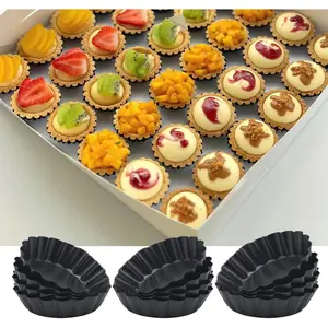 3 Inch Mini Quiche Pans 12 Pack, Round Egg Tart Molds with Removable Bottom. Small Tart Pans w/Non-Stick Coating Rugged Carbon Steel for Tartlets Shells Desert Making Christmas Festival Party
