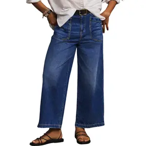 Eytino Plus Size Jeans for Women High Waisted Wide Leg Jeans Trendy Baggy Loose Stretchy Denim Pants with Pockets(1X-5X)