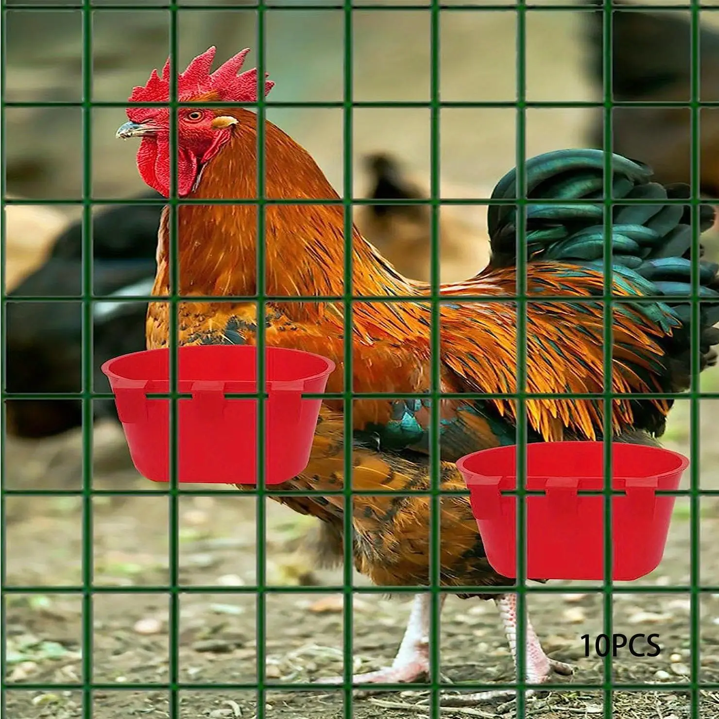 Cage Cups, 10pcs Birds Feeders, Seed Bowl, Chicken Feeding Watering Dish, Rabbit Water Food Hanging Wire Cages Box