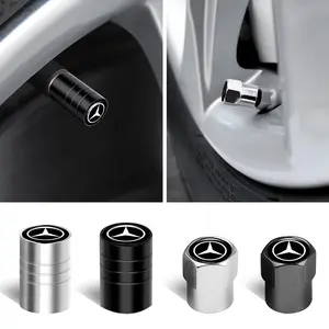Mercedes Car Tire Valve Cap, Rubber Cover with Ring Lock, Style Accessory, Car Accessories, Suitable for Mercedes and Other Cars, Abs Material