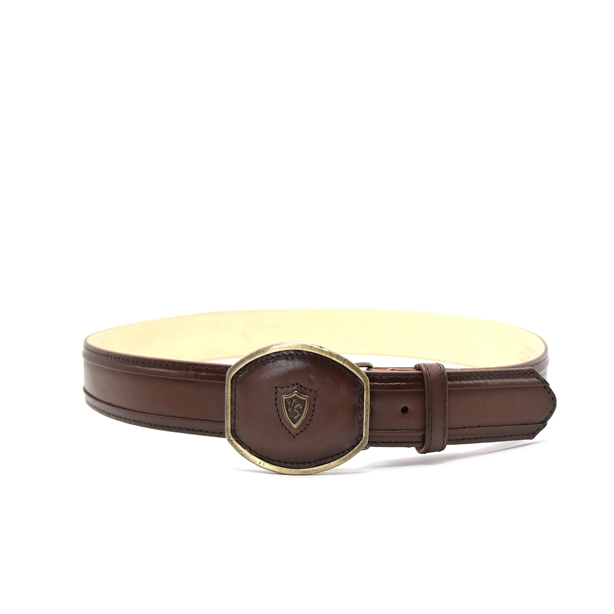5704609550- Vaquero Signature Men's Lain Border Belts With Mordern Plate Buckle Flor Entera Cafe Difuminado