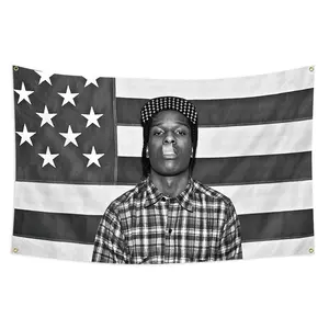 1pc, Hip Hop Rapper, USA Flag Banner, 2*3ft(60*90cm) /3x5ft (90*150cm), 4 Grommets, Single-Sided Printing, for Indoor, Outdoor, Home, Room, Dorm, Man Cave, Bedroom, College, Fans Party, Music Bar, Decor