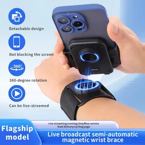 360 Rotating Phone Wrist Strap Arm Band Holder Detachable Not Blocking The Screen Live Streaming Ready for Phone Wrist Hand Strap Rotation Mount for iPhone Samsung Xiaomi Smartphone Magnetic Phone Holder