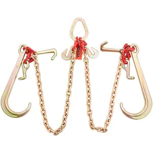 VEVOR V-Chain Bridle, TikTokShopBlackFriday, 9620 lbs Working Load Limit, 5/16'' x 3' G80 Tow Chain with RTJ Cluster Hooks, DOT Certified, Galvanized Coating Manganese Steel & D-Shackle, for Lifting & Moving Activities VEVOR Super Brand Day