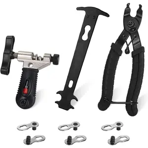Bike Link Plier + Chain Breaker Splitter Tool + Chain Checker + 3 Pairs Bicycle Missing Links, Bike Link Opener Closer Plier Chain Cutter Connector Wear Indicator Tool - Home Improvement.