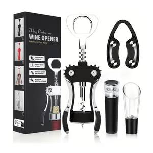 Wing Corkscrew 4Pcs Set Multifunctional Wine Beer Bottle Opener Stainless Steel Kitchen Bar Gadget
