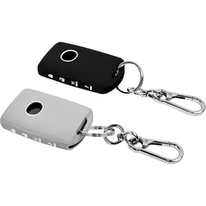 2 count 4 Buttons  Rubber Key Fob Cover with  Compatible for 2025 2024-2019 Mazda CX-5 CX-30 CX-50 CX70 CX90 3 6 CX-9 MX-5 Miata (Black+Grey)