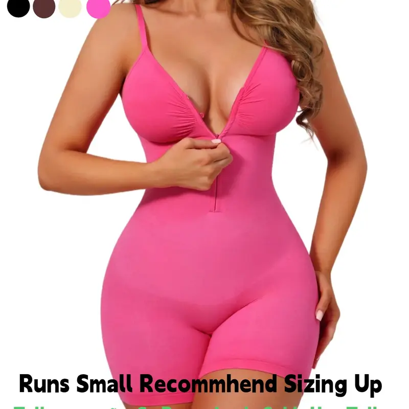 Women's Seamless Compression Shapewear Romper, Front Zipper One-Piece, Compression Bodysuit, Tummy Control Butt Lifting, All-Season Wear, Comfortable & Stylish, Body Shaping Underwear