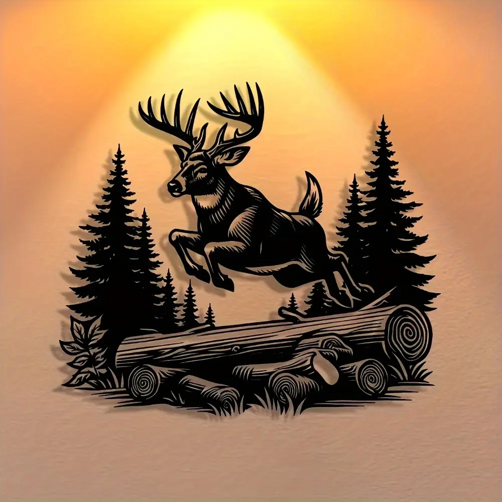 Elegant Metal Deer Wall Art Decor, Western Wall Art Decoration, Perfect for Home Office Living Room Bedroom Kitchen Coffee Shop, Ideal Holiday Gift & Housewarming Present