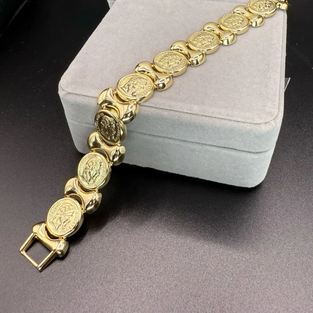 14k Gold plated COD# Bra-8036 bracelet emperador Napoleon 8 inches Bra-8036