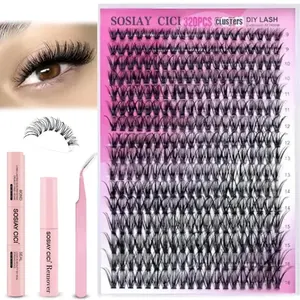 13K+ Sold 320PCS Lash Extension Kit, 40D D Curl Lash Clusters 9-16mm, DIY Individual Lashes with All Tools for Home Salon