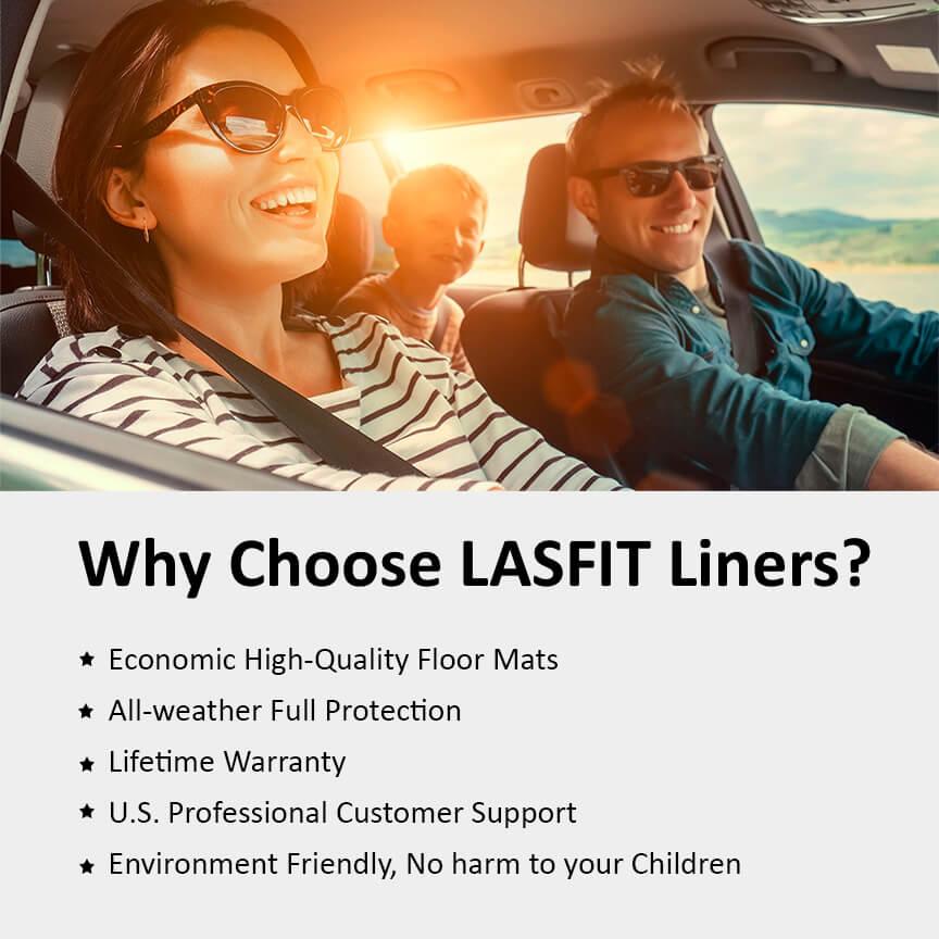 LASFIT Floor Mats Fits for 2015-2021 Mercedes Benz C Class Sedan Only (C180 C200 C300 C350e C400 C43 AMG C450 AMG C63  AMG S), All Weather Guard TPE Car Liners, 1st & 2nd Row Set