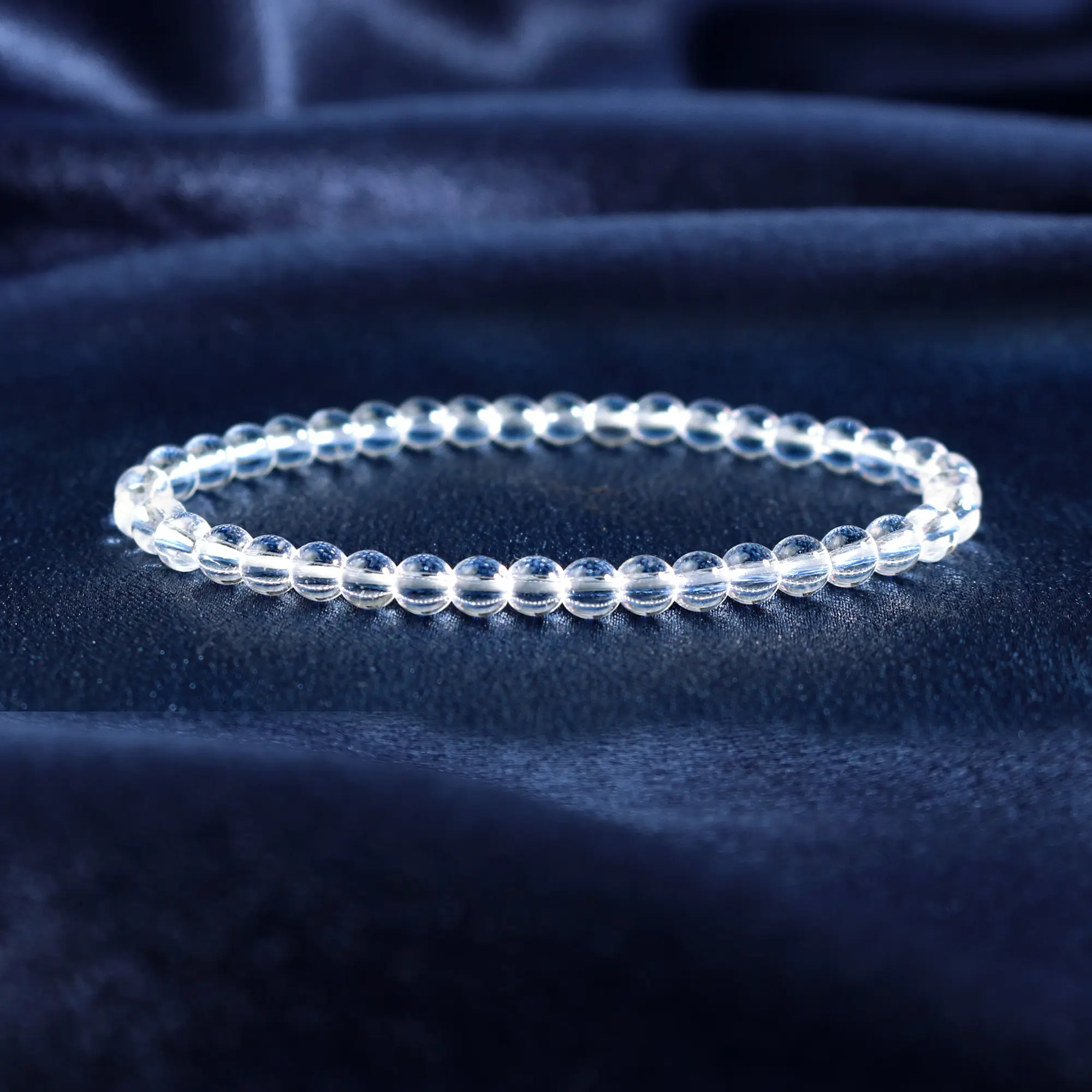 Natural Clear Quartz Stone 4mm Beaded Crystal Healing Charka Crystal Handmade Stretchy Bracelet Gift for Men Women
