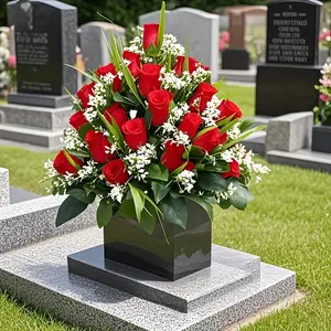Durable Plastic Artificial Roses, 24-Head Commemorative Flowers for Cemeteries & Funerals, Artificial Outdoor Flowers Perfect for All Seasons & Festivals Decorations, Artificial Flower Bouquet