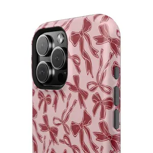 Coquette bowknot phone case, red ribbon, aesthetic phone case, cute girl phone protector, vintage bowknot pattern case, compatible with iPhone 17 Pro Max 16 15 14 13 12 11 X XS XSMAX XR 7P 8P | Suitable as a gift for him or her | Music lover gift