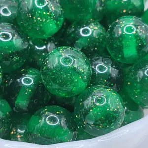 16mm Green resin glitter bead, 10pc 16mm Green resin glitter bead, 10pc