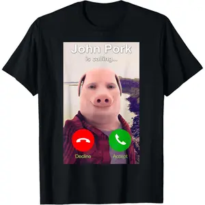 John Pork Is Calling Shirt Funny John Pork Meme Men Women T-Shirt Summer Gift Casual Shirt Men Graphic Cotton Tee Menswear Soft Streetwear Crewneck Top